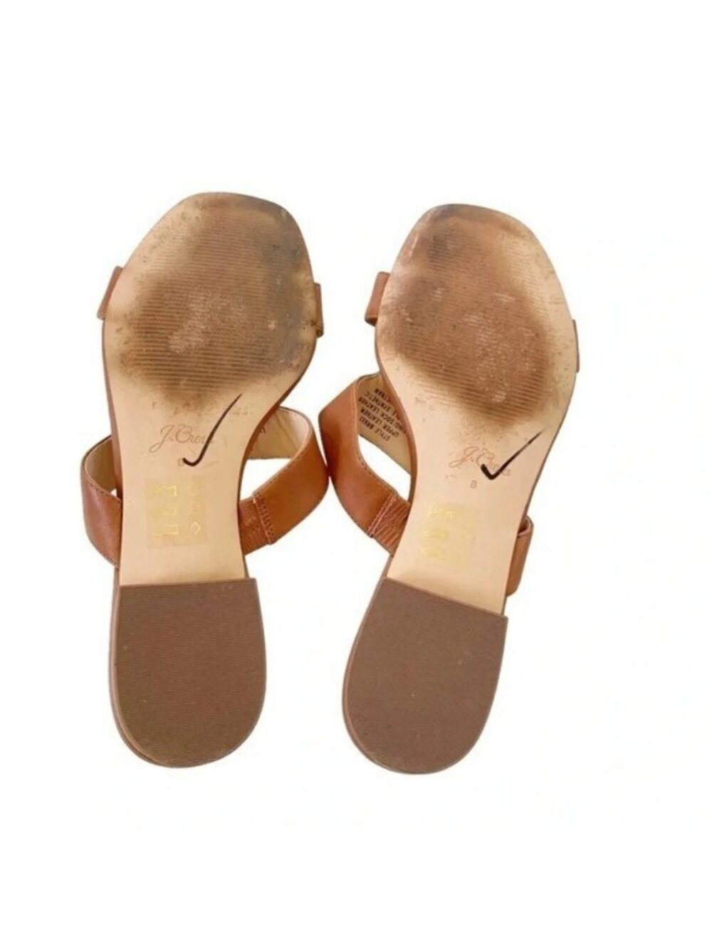J. Crew Leather Hazel Cutout Flat Sandals Rich Oak Size 8 retail $138 - Picture 8 of 13